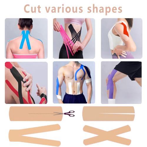 SOON GO Kinesiology Tape Pro 1/2 /5 Rolls, 2 Inch High Elasticity Sports Tape Therapeutic Pain Relief–Physio Tape for Muscle Recovery & Joint Support, Waterproof & Hypoallergenic & Breathable–Beige - Image 3
