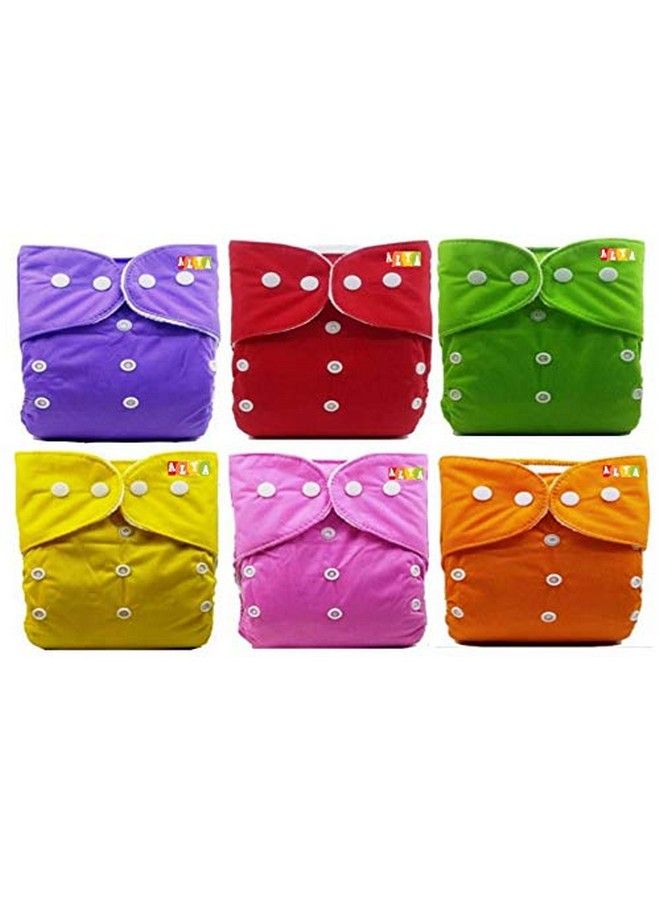 Alya Pocket Button Style Solid Reusable Cloth Diaper All In One Adjustable Washable Diapers Nappies(Without Inserts) For Toddlers;New Borns(0 24 Months3 16Kg) (Pack Of 6 Purygob) - Image 1