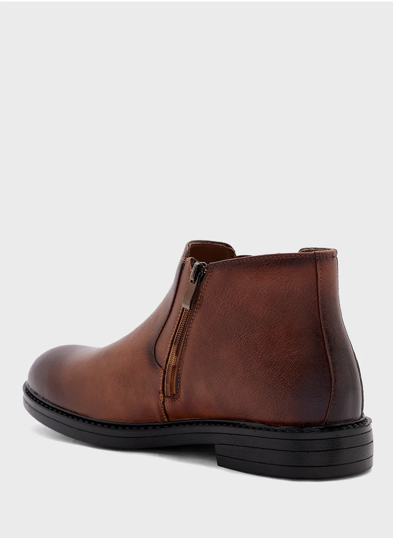 Robert Wood Zipper Detail Pull On Formal Boots