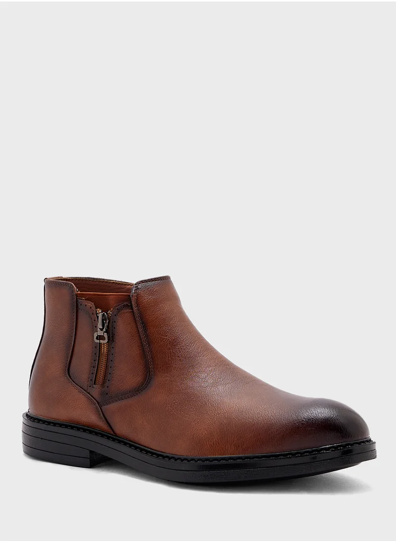 Robert Wood Zipper Detail Pull On Formal Boots