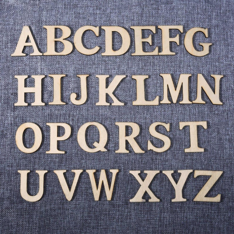 Haoser 124 Pieces Totally Wooden Capital Letter Wood Lower Case Letters Wooden Numbers for Arts Crafts DIY Decoration Displays|Blank Unfinished Wooden Letters for Crafts - Image 2