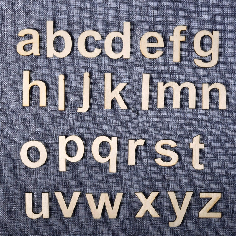 Haoser 124 Pieces Totally Wooden Capital Letter Wood Lower Case Letters Wooden Numbers for Arts Crafts DIY Decoration Displays|Blank Unfinished Wooden Letters for Crafts - Image 4