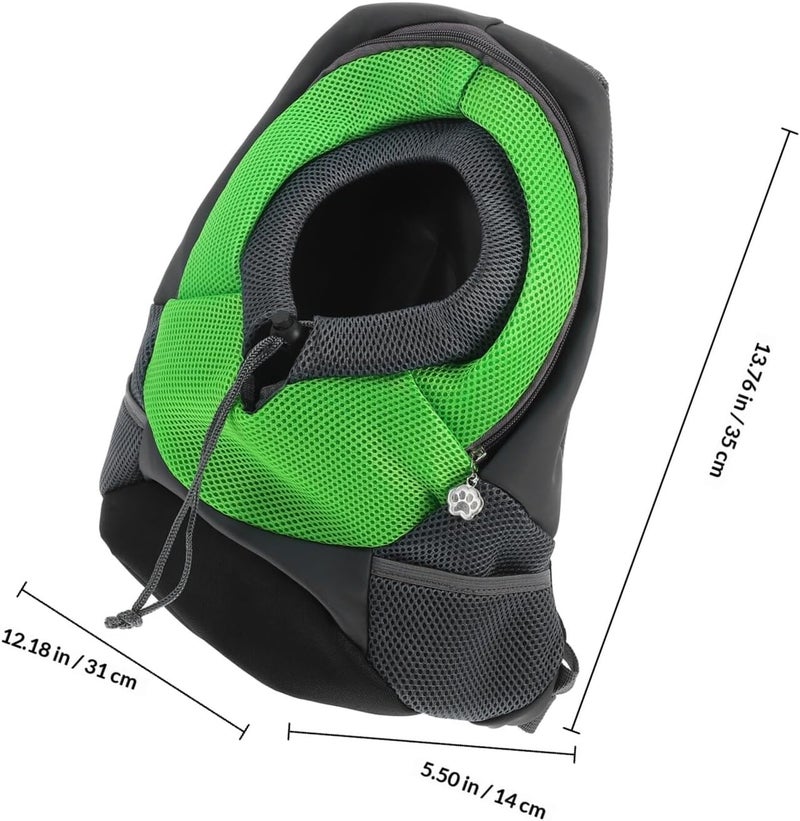 Dog and Cat Chest Carrier Backpack, Breathable Pet Travel Bag with Adjustable Straps, Small Green Puppy Prethoracic Carrier for Outdoor Use - Image 2