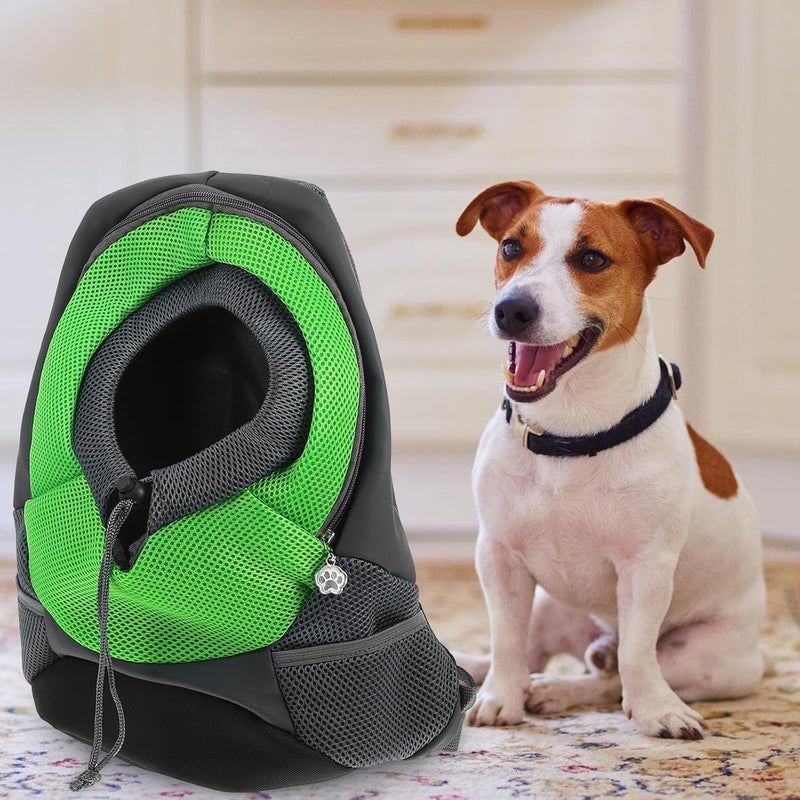 Dog and Cat Chest Carrier Backpack, Breathable Pet Travel Bag with Adjustable Straps, Small Green Puppy Prethoracic Carrier for Outdoor Use - Image 5
