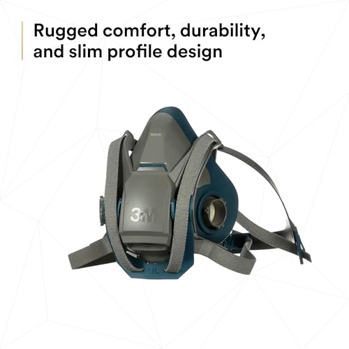 3M Rugged Comfort Quick Latch Half Facepiece Reusable Respirator 6503QL, NIOSH, Cool Flow Exhalation Valve, Bayonet Connection, Silicone Face Seal, for Gases, Vapors, Dust, Maintenance, Construction,L - Image 4