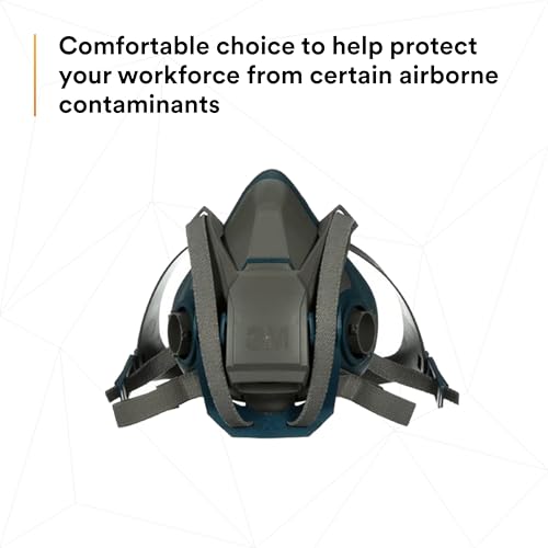 3M Rugged Comfort Quick Latch Half Facepiece Reusable Respirator 6503QL, NIOSH, Cool Flow Exhalation Valve, Bayonet Connection, Silicone Face Seal, for Gases, Vapors, Dust, Maintenance, Construction,L - Image 3