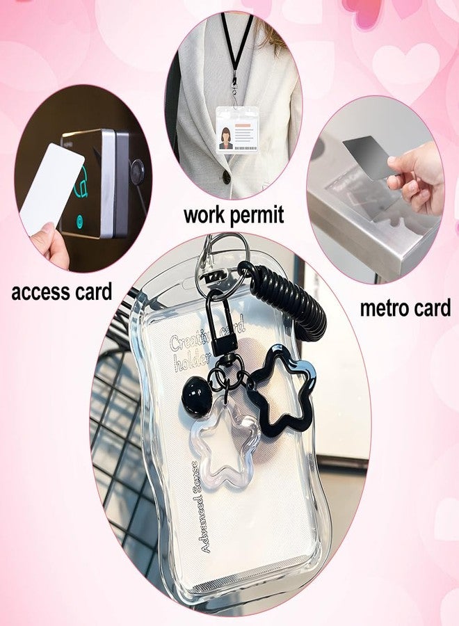 IPEWOEF 1Pcs Cute Photocard Holder Keychain Kpop Photo Card Holder Star Wave Photocard Keychain Transparent Pc Holder Creative Photocards Holder for Bus Student Card Photo Protector - Image 5
