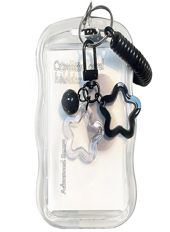 IPEWOEF 1Pcs Cute Photocard Holder Keychain Kpop Photo Card Holder Star Wave Photocard Keychain Transparent Pc Holder Creative Photocards Holder for Bus Student Card Photo Protector - Image 1
