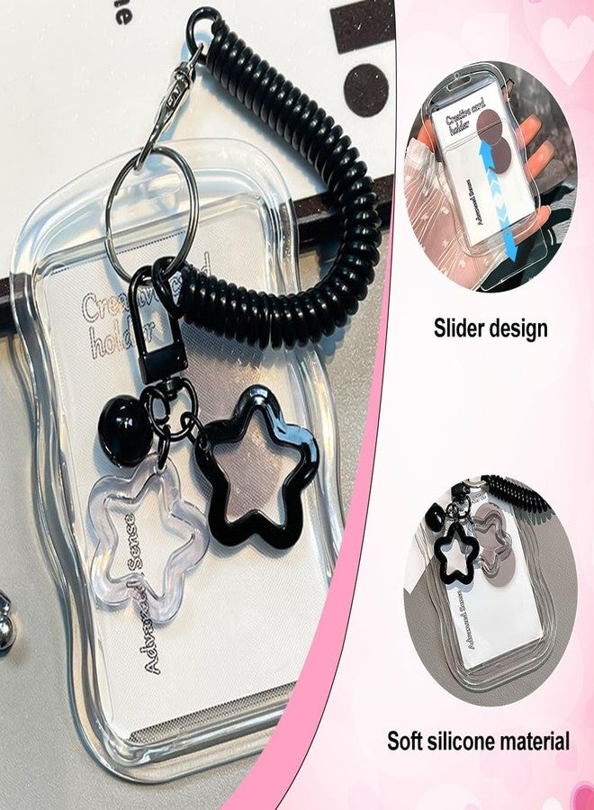IPEWOEF 1Pcs Cute Photocard Holder Keychain Kpop Photo Card Holder Star Wave Photocard Keychain Transparent Pc Holder Creative Photocards Holder for Bus Student Card Photo Protector - Image 4