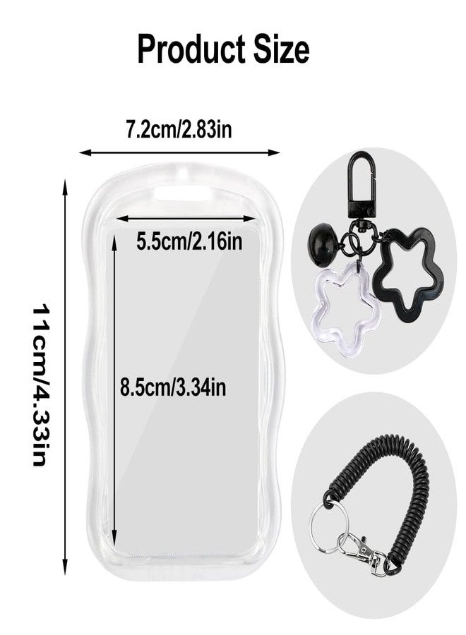 IPEWOEF 1Pcs Cute Photocard Holder Keychain Kpop Photo Card Holder Star Wave Photocard Keychain Transparent Pc Holder Creative Photocards Holder for Bus Student Card Photo Protector - Image 2
