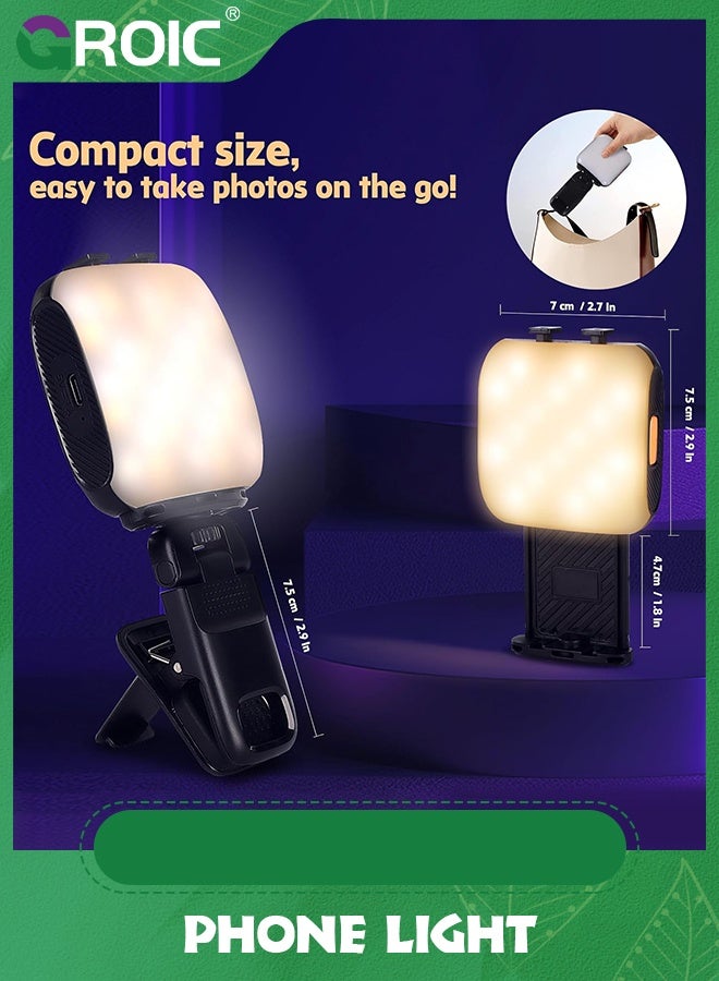 جرويك Retractable Phone Light, 3 Light Modes, 13 RGB Portable Selfie Light，Rechargeable for iPhone，Phone, iPads, Laptops Selfies, TiKTok, Volg, Makeup, Video Conferencing - Image 4