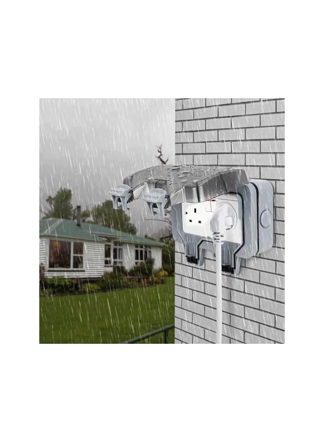 promass Outdoor Socket, IP66 Weatherproof Outdoor Switched Power Socket, Wall Electrical Outlets with Cover, Electrical Outlets Outside Use Plug Socket Box for Garden (Double) - Image 2