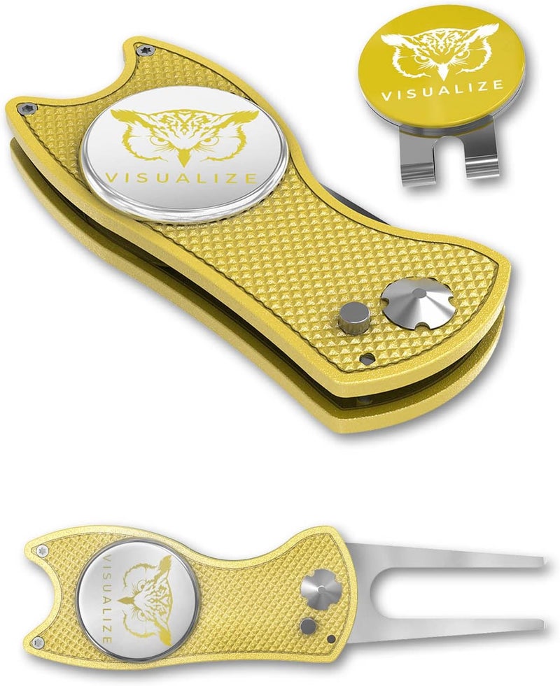VISUALIZE Store Elite Switchblade Golf Divot Repair Tool Set with Ball Marker - Sturdy Anodized Aluminum - Perfect Golf Accessory Gift - Image 1