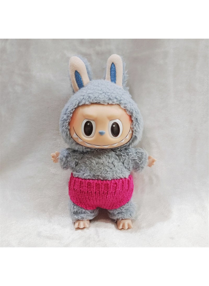 Hot Sale Labubu Doll Knit Underwear Vest Pants Accessories Rose red knitted underwear single piece