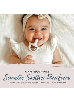 Itzy Ritzy Itzy Ritzy Sweetie Soother Pacifier Set of 3 - Silicone Newborn Pacifiers with Collapsible Handle & Two Air Holes for Added Safety  - Image 2
