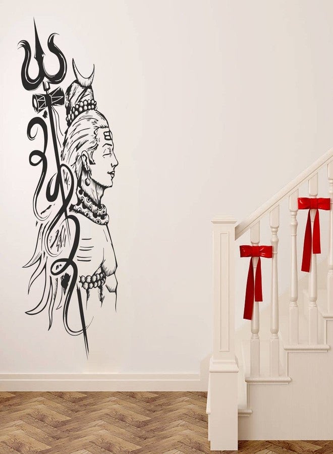 Sticker Studio PVC Vinyl Self Adhesive Mahakal Shiv with Trishul 3D Big Size Stickers for Wall Living Room Bedroom, Size: 58 CM X74 CM, Black, Pack of 1 - Image 3
