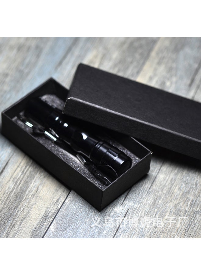Pocket LED Mini Flashlight Aluminum Alloy Strong Light Small Flashlight 3W Gift Flashlight Gift Box-Color:Black Flashlight + Rope + Gift Box  - Image 3