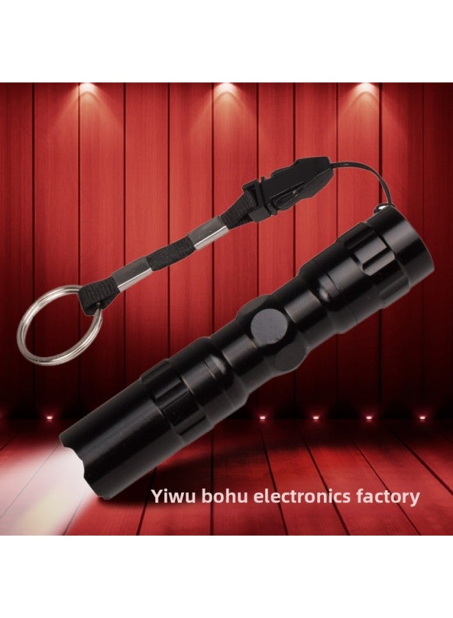 Pocket LED Mini Flashlight Aluminum Alloy Strong Light Small Flashlight 3W Gift Flashlight Gift Box-Color:Black Flashlight + Rope + Gift Box  - Image 4