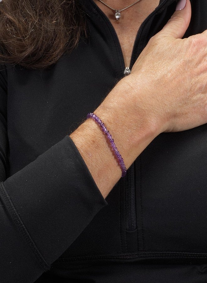 Cherry Tree Collection - Small, Medium, Large Sizes - Gemstone Beaded Bracelets For Women, Men, and Teens - 4mm Round Beads, Medium, Gemstone, Amethyst - Image 2