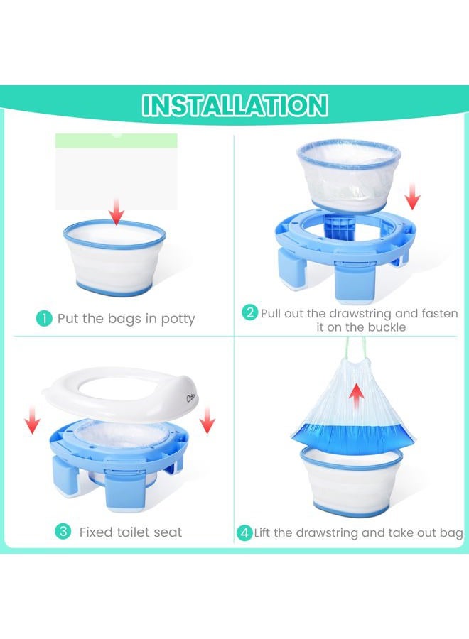 Orzbow Portable Potty Replacement Liners with Drawstring for Toddler Travel Toilet Chair Refill Bags, Toddler Potty Training Essentials, 100 Counts (24 x 32 cm) - Image 5