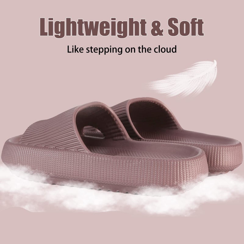 rosyclo Cloud Pillow Slippers for Female and Male, Unisex Cute Cozi Massage Shower Bathroom Non-Slip Open Toe Home House Cloud Sandals Lady Platform Shoes, Wine Red - Image 4