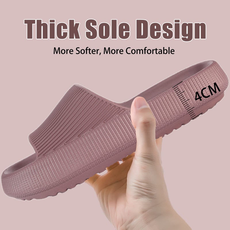 rosyclo Cloud Pillow Slippers for Female and Male, Unisex Cute Cozi Massage Shower Bathroom Non-Slip Open Toe Home House Cloud Sandals Lady Platform Shoes, Wine Red - Image 5