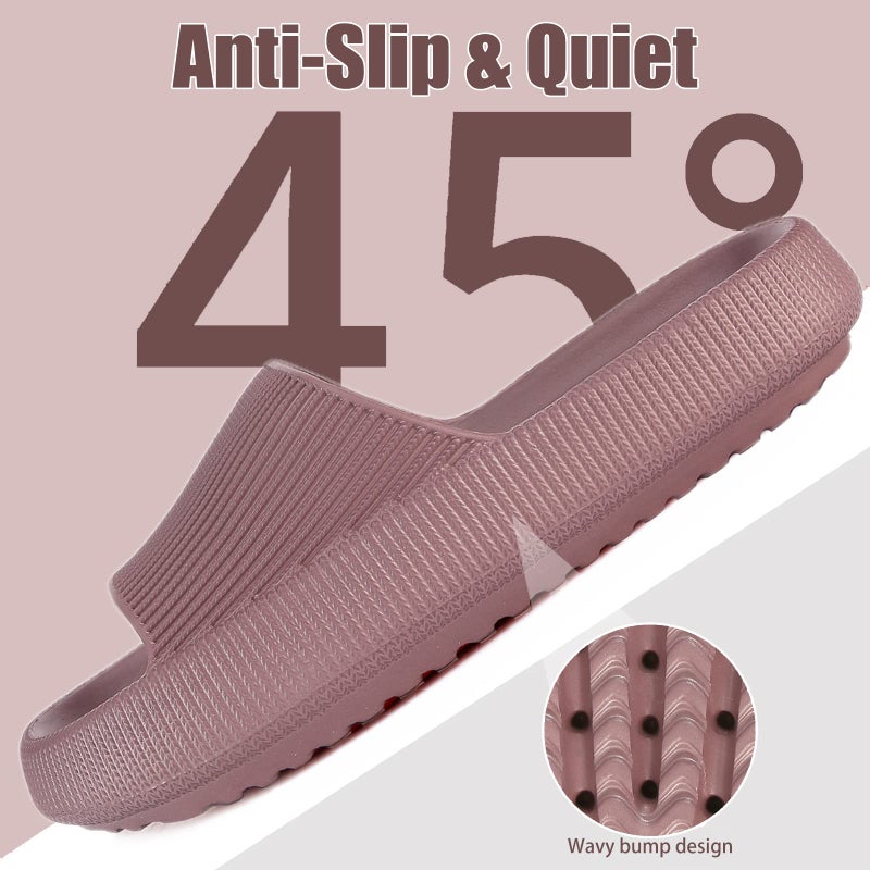 rosyclo Cloud Pillow Slippers for Female and Male, Unisex Cute Cozi Massage Shower Bathroom Non-Slip Open Toe Home House Cloud Sandals Lady Platform Shoes, Wine Red - Image 3