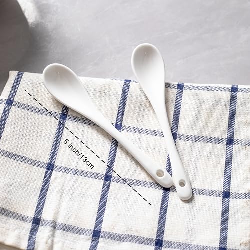 MIUFA 6PCS Porcelain White Coffee Spoons Espresso Tea Sauce and Desserts Ceramic Spoons - Image 3