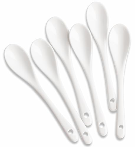 MIUFA 6PCS Porcelain White Coffee Spoons Espresso Tea Sauce and Desserts Ceramic Spoons - Image 1