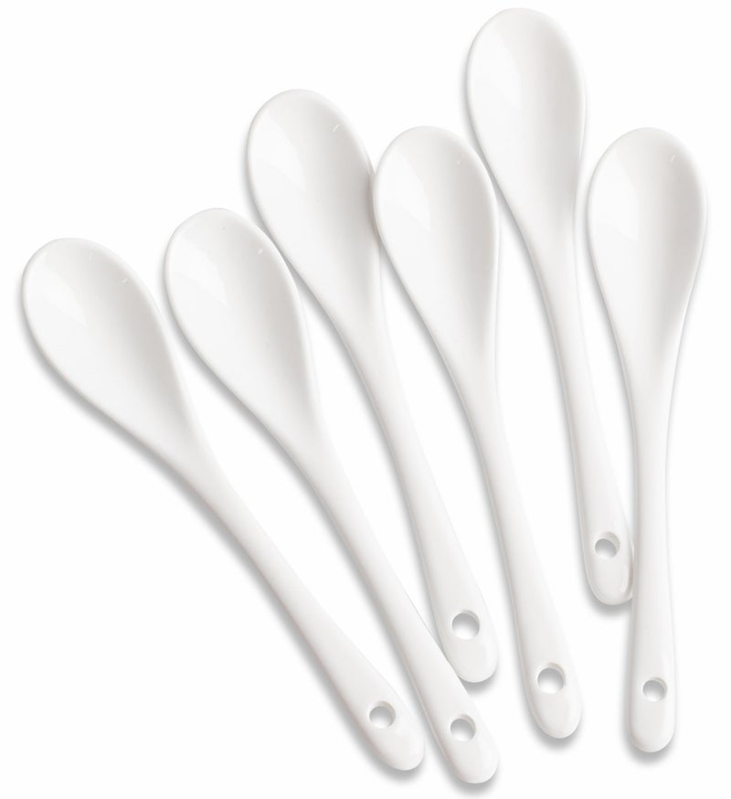 MIUFA 6PCS Porcelain White Coffee Spoons Espresso Tea Sauce and Desserts Ceramic Spoons - Image 2