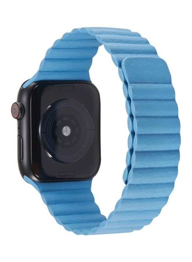 NIBEMINENT Replacement Watchband For Apple Watch Series 7 45mm/6 & SE 5 4 44mm/3 2 1 42mm Chrysanthemum Blue - Image 1