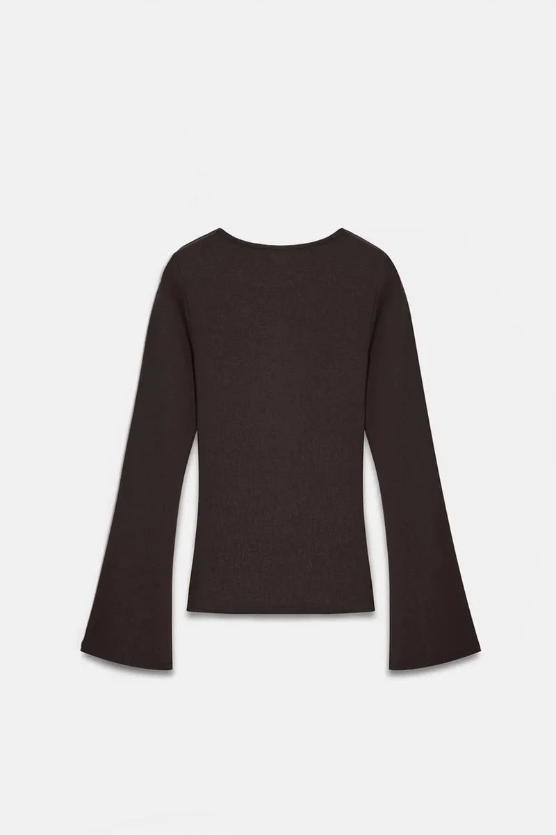 Dilvin Coffee Brown DILVIN Slim Fit Long Sleeve Crew Neck Blouse for Women | Best Price UAE