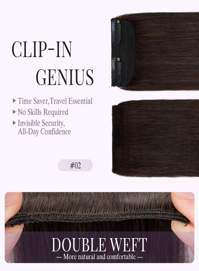 S-noilite 2 pieces 8 inch Clip In Short Hair Extensions 100% Remy Human Hair Invisible Mini Short Clip in Hairpiece for Women with Thinning Hair Dark Brown - Image 3