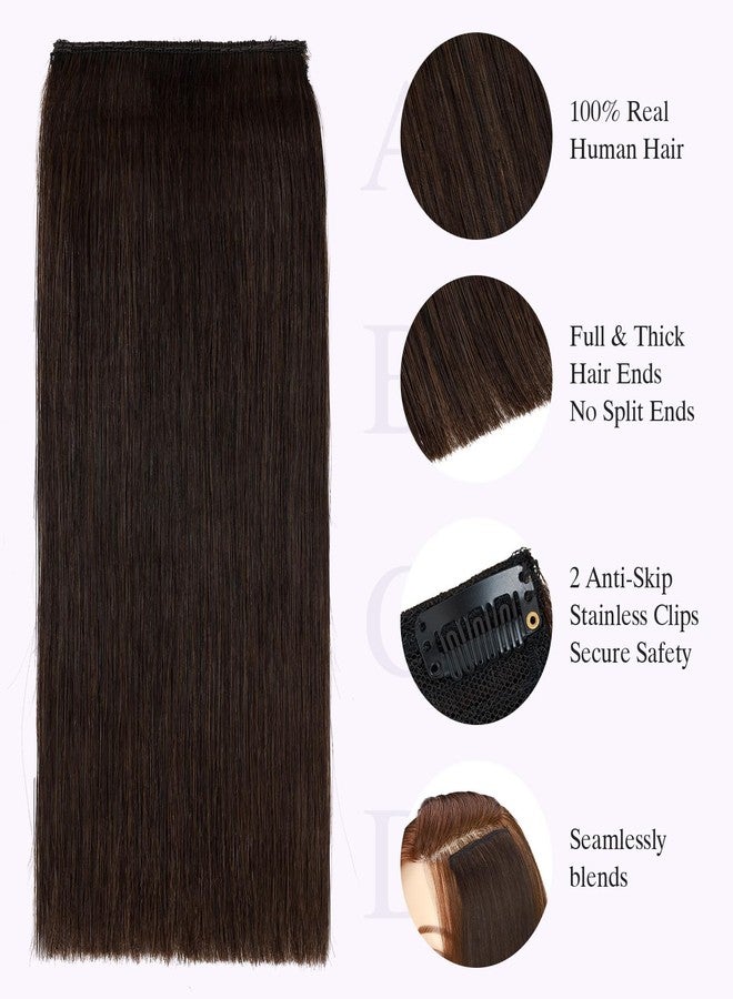 S-noilite 2 pieces 8 inch Clip In Short Hair Extensions 100% Remy Human Hair Invisible Mini Short Clip in Hairpiece for Women with Thinning Hair Dark Brown - Image 2