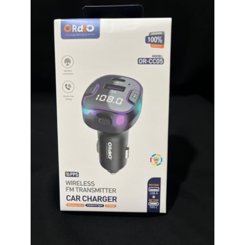 Car Charger Wireless FM Transmitter, Wireless Connection V5.3, Hands-Free Calling, PD 15W USB-A QC 15W Type-C Fast Charging, RGB Ambient Light, U-Disk Support - Image 5