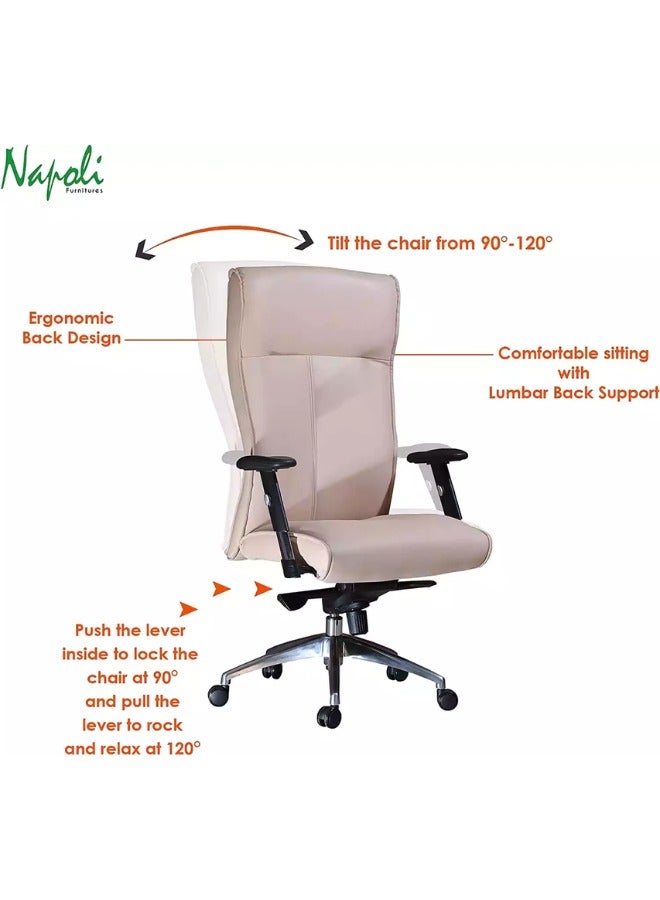 Generic Optimize your workspace with our Beige Adjustable Height Office Chair - Lumbar Support for superior comfort. Elevate your home office with style and functionality. Perfect for Desk Chairs collection.  - Image 4
