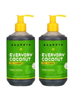 Alaffia Alaffia Everyday Coconut Face Cleanser for All Skin Types. Leaves Skin Fresh and Hydrated with Fair Trade Coconut Oil & Neem, Vegan, Cruelty Free, No Parabens, Purely Coconut, 2 Pack - 12 Fl Oz Ea  - Image 1