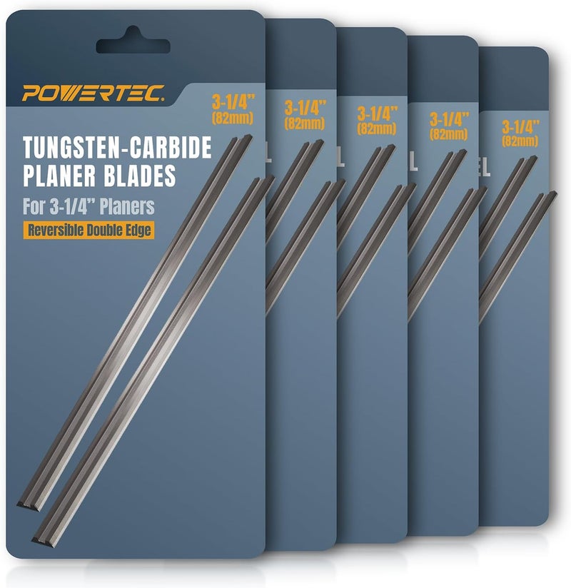 POWERTEC 3-1/4" Tungsten Carbide Planer Blades 10 PK for WEN 6530, DeWalt DCP580B, PORTER-CABLE PC70THP, RYOBI P611, BOSCH PK2632K, Makita XPK01Z Hand Planer, Replacement TCT Electric Planer Blades - Image 1