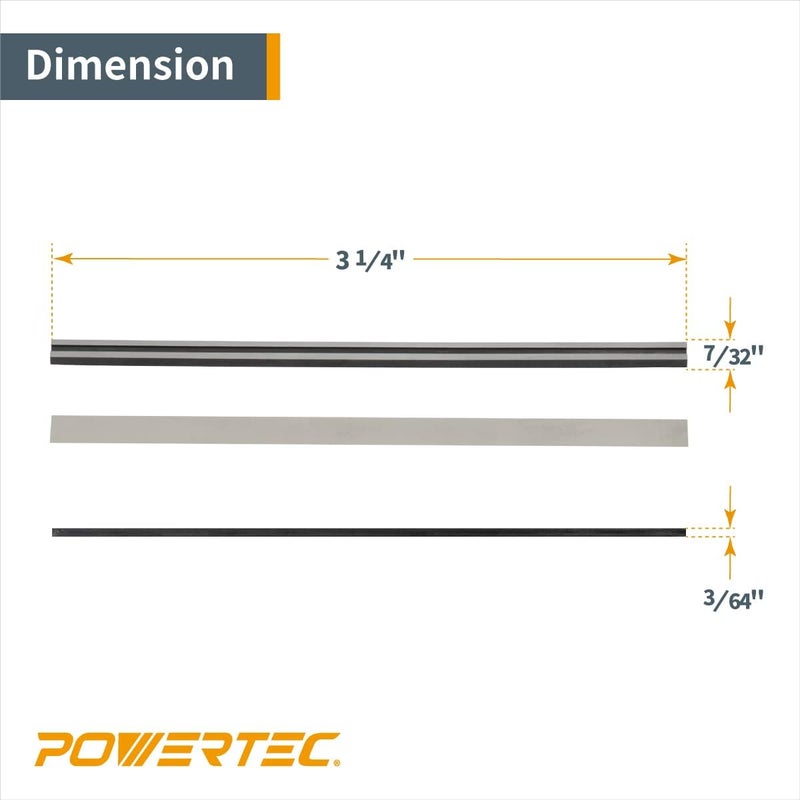POWERTEC 3-1/4" Tungsten Carbide Planer Blades 10 PK for WEN 6530, DeWalt DCP580B, PORTER-CABLE PC70THP, RYOBI P611, BOSCH PK2632K, Makita XPK01Z Hand Planer, Replacement TCT Electric Planer Blades - Image 2