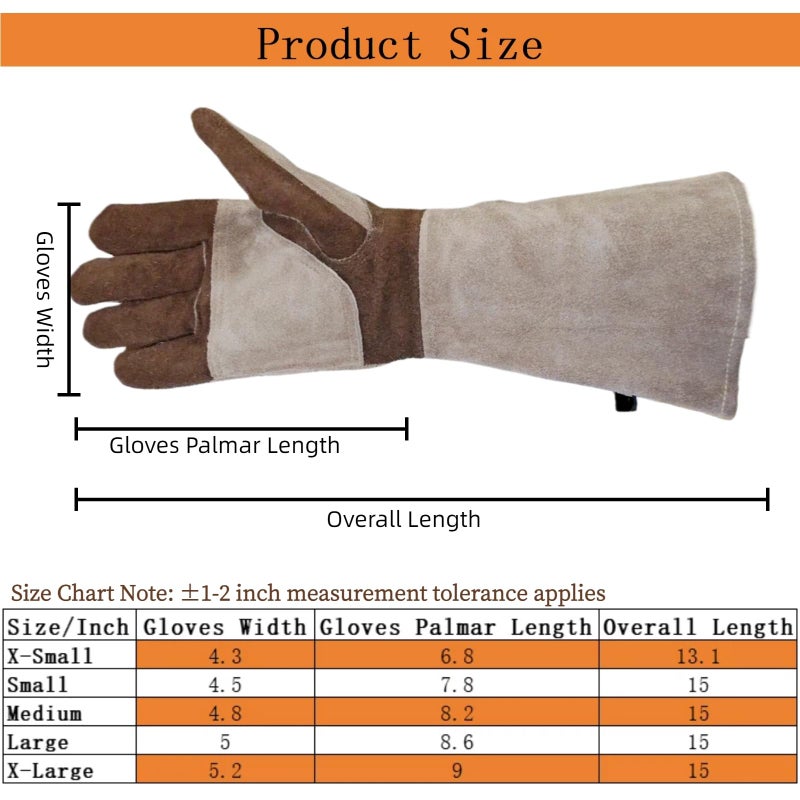 AOUCHI Leather Welding Gloves for Men, Long Sleeve Fireproof and Heat Resistant Mitts for Firefighting, Fireplace, Oven, Baking, BBQ, Stove, Pot Holder, Yark Work Thorn Proof (Coffee Large) - Image 4