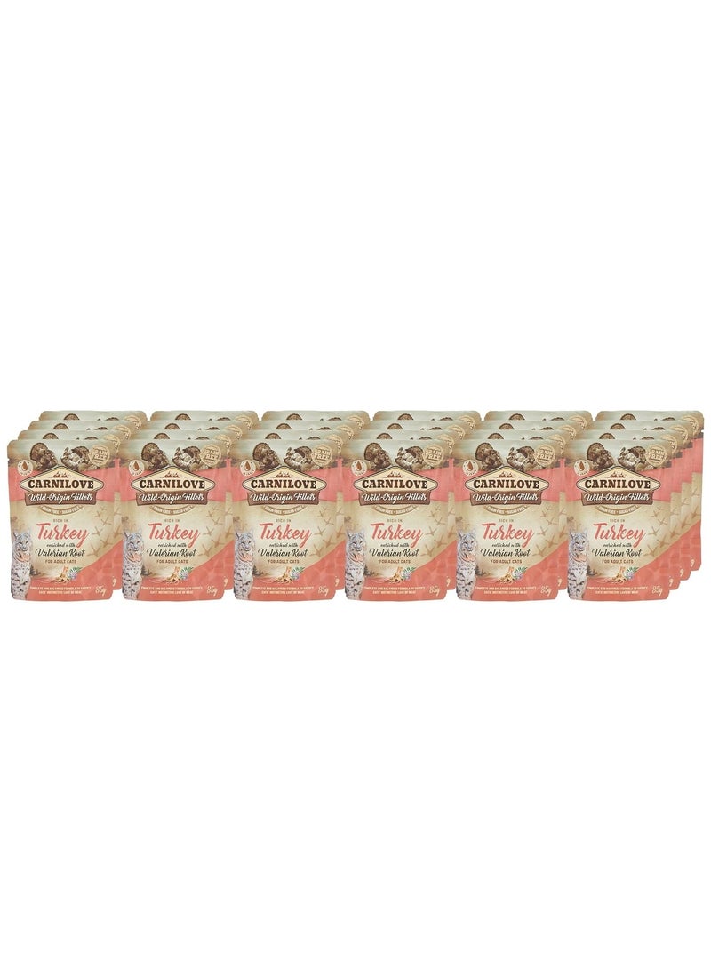 CARNILOVE Turkey enriched with Valerian Root for Adult Cats (Wet Food Pouches) 24x85g - Image 3