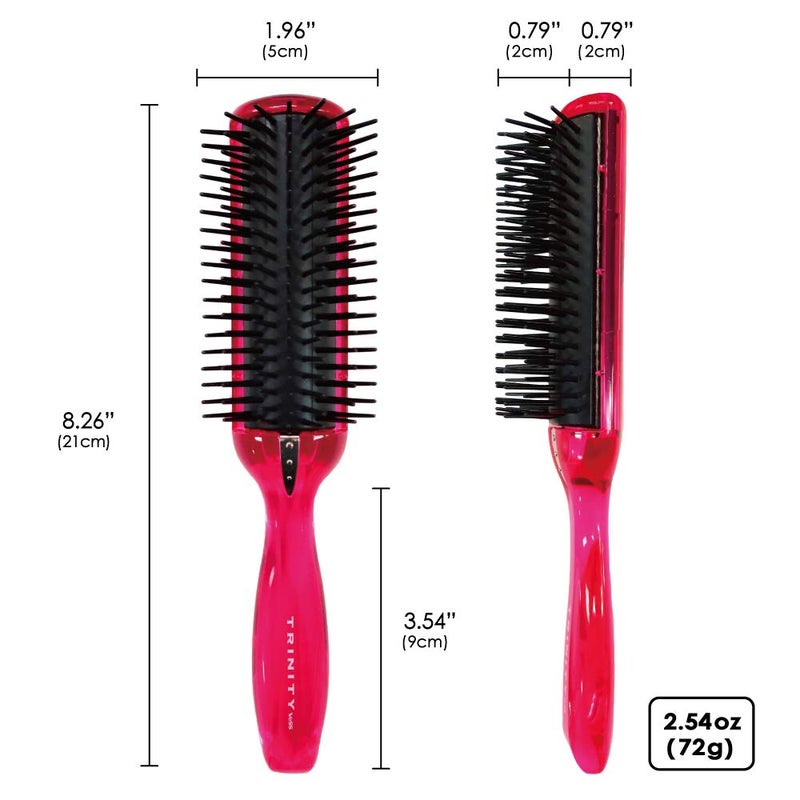 BS Anti Static Hairbrush [Made in Japan] 7 Row Curly Hair Brush for Styling, Blow-Drying, and Detangling, Static Free Hair Brushes for Women (Pink) - Image 5