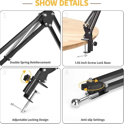 Powerpak NB-35 Microphone Stand with Suspension Boom Scissor Arm Stand, Black - Image 3