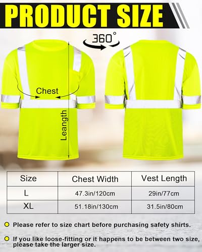 JaGely 6 Pcs Safety Reflective Shirts Short Sleeve Bulk Hi Vis Tshirt High Visibility Construction Work Shirts with PocketLarge - Image 3