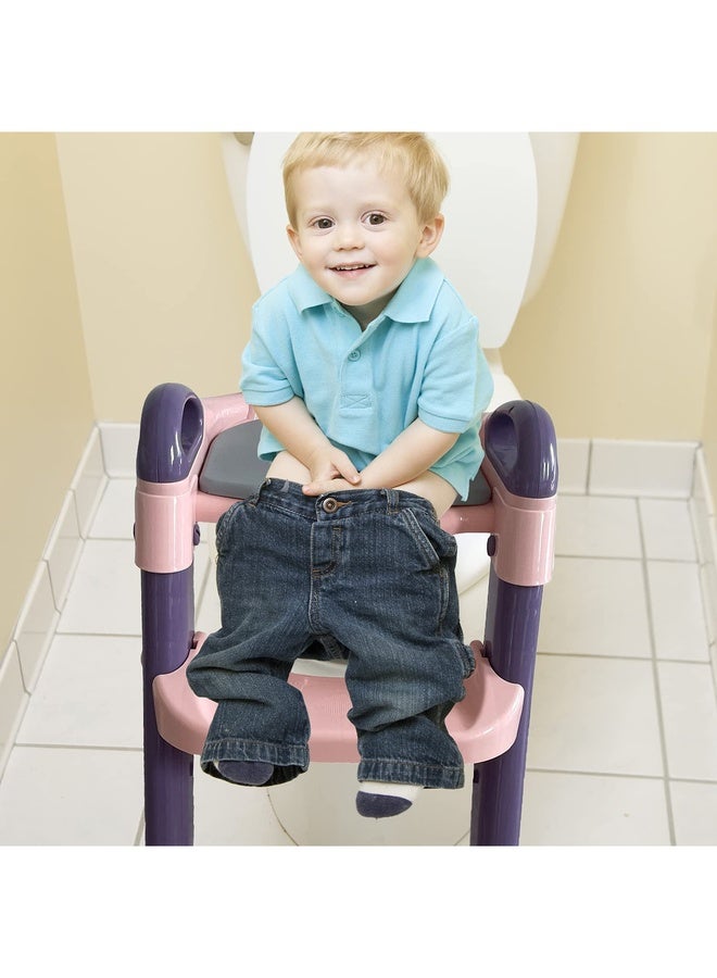 Luvlap Trainer Potty Seat With Ladder, Potty Seat Cum Toilet Seat, Fits All Standard Size Toilets For 1 + Year Child, Suitable For Potty Training Of Boys & Girls (Pink) - Image 5