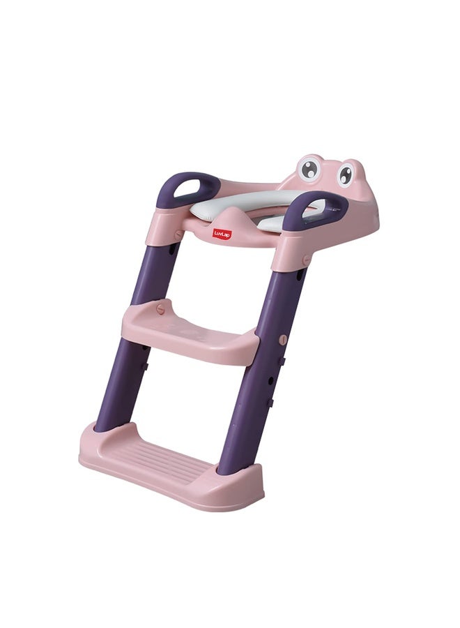Luvlap Trainer Potty Seat With Ladder, Potty Seat Cum Toilet Seat, Fits All Standard Size Toilets For 1 + Year Child, Suitable For Potty Training Of Boys & Girls (Pink) - Image 1