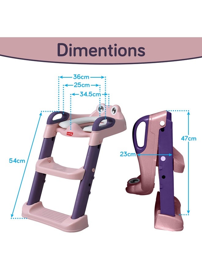Luvlap Trainer Potty Seat With Ladder, Potty Seat Cum Toilet Seat, Fits All Standard Size Toilets For 1 + Year Child, Suitable For Potty Training Of Boys & Girls (Pink) - Image 3