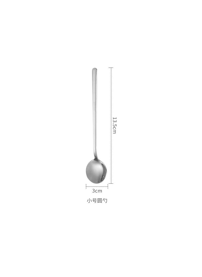 Stainless Steel Small Round Spoon Restaurant Long Handle Coffee Mixing Spoon Internet Popular Korean-style Spoon Household Gift Coffee Spoon  - Image 3