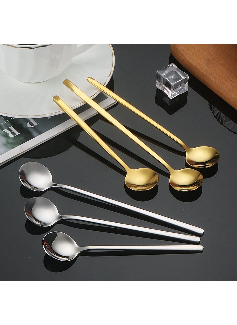 Stainless Steel Small Round Spoon Restaurant Long Handle Coffee Mixing Spoon Internet Popular Korean-style Spoon Household Gift Coffee Spoon  - Image 5
