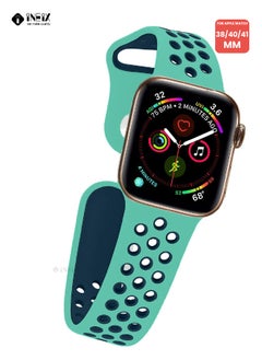INEIX Soft Silicone Sport Nike Edition Replacement Strap For Apple Watch 38/40/41 mm - Cyan/Blue  - Image 4